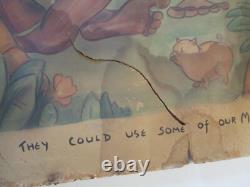 Damaged Painting Antique Illustration For Esquire Satire Large Wpa Era Tribal