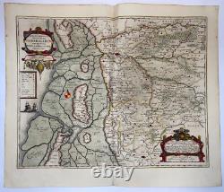 Denmark Western Haderslev 1663 Willem Blaeu Large Antique Map (with Gold)