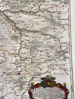 Denmark Western Haderslev 1663 Willem Blaeu Large Antique Map (with Gold)