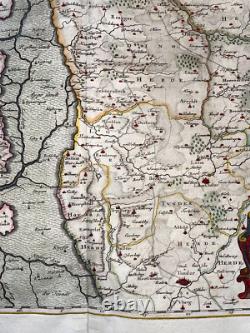 Denmark Western Haderslev 1663 Willem Blaeu Large Antique Map (with Gold)