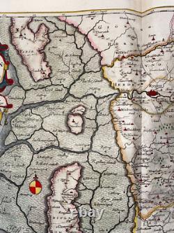 Denmark Western Haderslev 1663 Willem Blaeu Large Antique Map (with Gold)