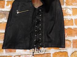 Diesel Biker Casual Leather Vest Vintage STEER HIDE Black Size L Tip Top