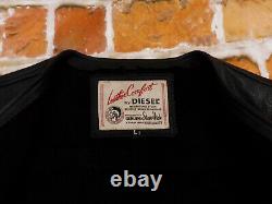 Diesel Biker Casual Leather Vest Vintage STEER HIDE Black Size L Tip Top