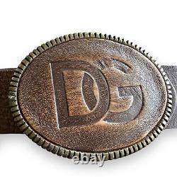 Dolce & Gabbana brown Leather Western Belt large Embossed Logo Buckle Festival