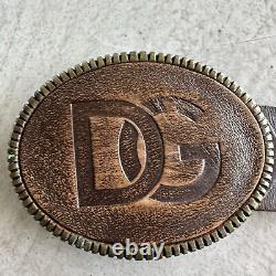 Dolce & Gabbana brown Leather Western Belt large Embossed Logo Buckle Festival