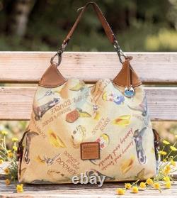 Dooney Bourke Brown Country Western Cowboy Hat Boots Lasso Texas Large Hobo Bag