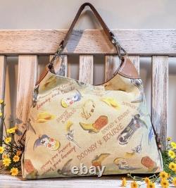 Dooney Bourke Brown Country Western Cowboy Hat Boots Lasso Texas Large Hobo Bag