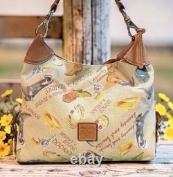 Dooney Bourke Brown Country Western Cowboy Hat Boots Lasso Texas Large Hobo Bag