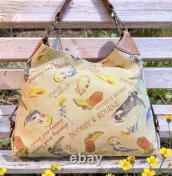 Dooney Bourke Brown Country Western Cowboy Hat Boots Lasso Texas Large Hobo Bag