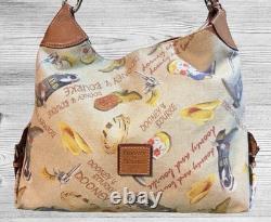 Dooney Bourke Brown Country Western Cowboy Hat Boots Lasso Texas Large Hobo Bag