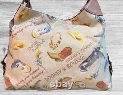 Dooney Bourke Brown Country Western Cowboy Hat Boots Lasso Texas Large Hobo Bag