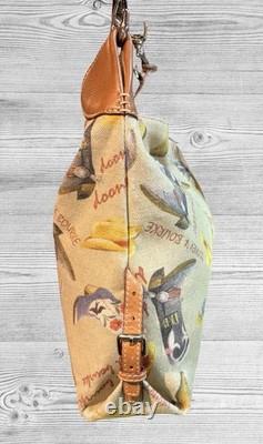 Dooney Bourke Brown Country Western Cowboy Hat Boots Lasso Texas Large Hobo Bag