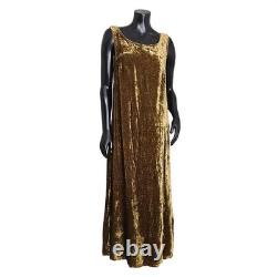 Double D Ranch Wear Gold Crushed Velvet Maxi Dress L Boho Western USA DDR