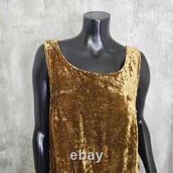 Double D Ranch Wear Gold Crushed Velvet Maxi Dress L Boho Western USA DDR