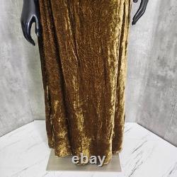 Double D Ranch Wear Gold Crushed Velvet Maxi Dress L Boho Western USA DDR