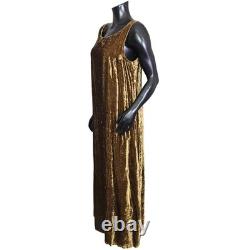 Double D Ranch Wear Gold Crushed Velvet Maxi Dress L Boho Western USA DDR