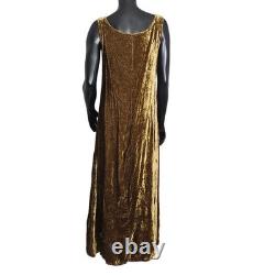 Double D Ranch Wear Gold Crushed Velvet Maxi Dress L Boho Western USA DDR