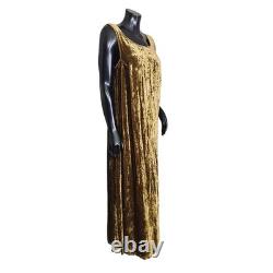 Double D Ranch Wear Gold Crushed Velvet Maxi Dress L Boho Western USA DDR