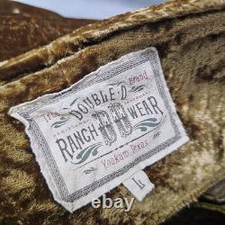Double D Ranch Wear Gold Crushed Velvet Maxi Dress L Boho Western USA DDR