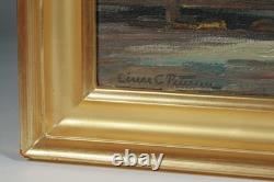 Einar Petersen (1885-1986) Los Angeles Dock Scene Flag Painting WPA 1940