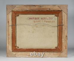 Einar Petersen (1885-1986) Los Angeles Dock Scene Flag Painting WPA 1940