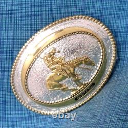 End Of The Trail Belt Buckle Large GP/SP NOS Western Classic Vtg ADM. QRT635