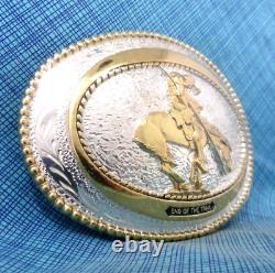 End Of The Trail Belt Buckle Large GP/SP NOS Western Classic Vtg ADM. QRT635