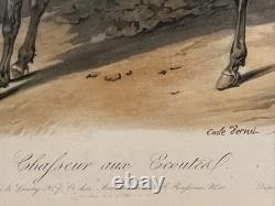 Estate Antique Print-Equestrian Hunting Jazet-Carl Vernet Chasseur aux Ecoutes
