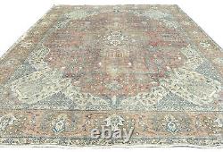 Extra Large Antique Floral Muted 10X13 Distressed Vintage Oriental Rug Carpet