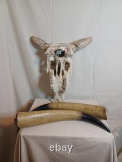 Extra Large Longhorn Cow Skull Wall Hanging Sculpture Bull Horns, Western