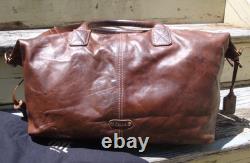 FRYE Dark Brown Leather Boho Handbag Satchel Shoulder Woven Large Tote Hobo Rare