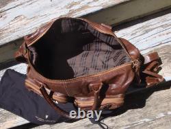 FRYE Dark Brown Leather Boho Handbag Satchel Shoulder Woven Large Tote Hobo Rare