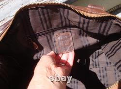 FRYE Dark Brown Leather Boho Handbag Satchel Shoulder Woven Large Tote Hobo Rare