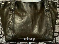 FRYE MELISSA Carryall Antique Dark Brown Pull Up Leather Tote Shoulder Bag $398