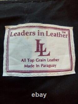 Fantastic vintage 90's hand tooled Brown leather vest Sz Lg Unisex