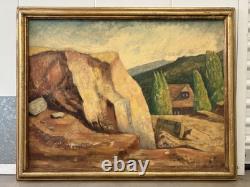 Fine Antique 1939 WPA California MINING Regionalist Landscape Oil Painting