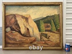 Fine Antique 1939 WPA California MINING Regionalist Landscape Oil Painting