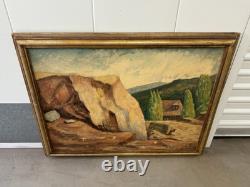 Fine Antique 1939 WPA California MINING Regionalist Landscape Oil Painting