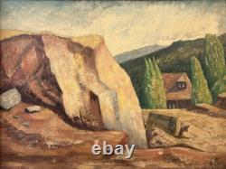 Fine Antique 1939 WPA California MINING Regionalist Landscape Oil Painting