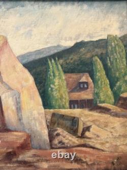 Fine Antique 1939 WPA California MINING Regionalist Landscape Oil Painting
