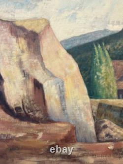 Fine Antique 1939 WPA California MINING Regionalist Landscape Oil Painting