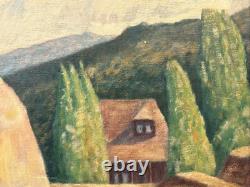 Fine Antique 1939 WPA California MINING Regionalist Landscape Oil Painting