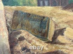 Fine Antique 1939 WPA California MINING Regionalist Landscape Oil Painting