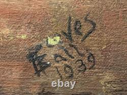 Fine Antique 1939 WPA California MINING Regionalist Landscape Oil Painting