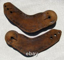 Fine Large Old Hand Tooled Batwing Texas Star Spur Straps