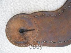 Fine Large Old Hand Tooled Batwing Texas Star Spur Straps
