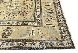 Floral Medallion Distressed Vintage 10X12 Large Oriental Rug Semi Antique Carpet