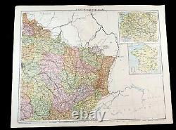 France Western Front Map 1914 Post WW1 Interwar Period Antique Large 1919