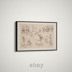 Frederic Remington Horse Raising in the Northwest Paper or Canvas
