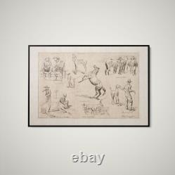 Frederic Remington Horse Raising in the Northwest Paper or Canvas